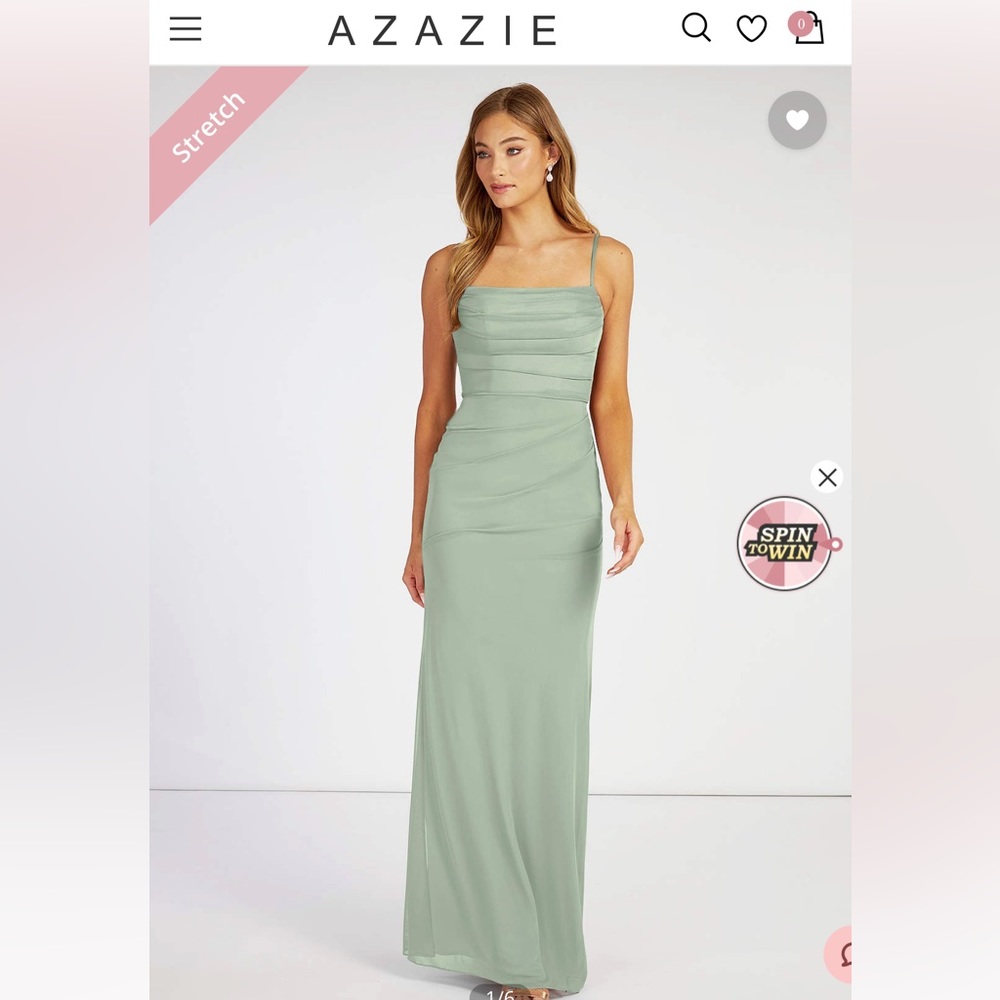 Dusty sage green azazie teyana bridesmaid dress size 6